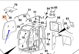 Стекло боковое правое JCB JS (OEM) 333/E2509