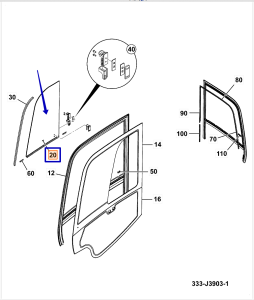 Стекло двери JCB JS (Original) 333/E4563