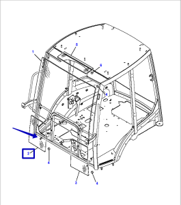 Стекло лобовое нижнее правое Komatsu (WB93R-5/WB93S-5) 42N-54-13320